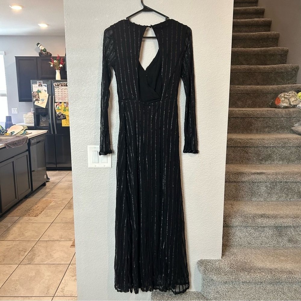 THE JETSET DIARIES Fiesta Faux Wrap Maxi Dress Black Sequin & Beaded XS - Picture 11 of 12